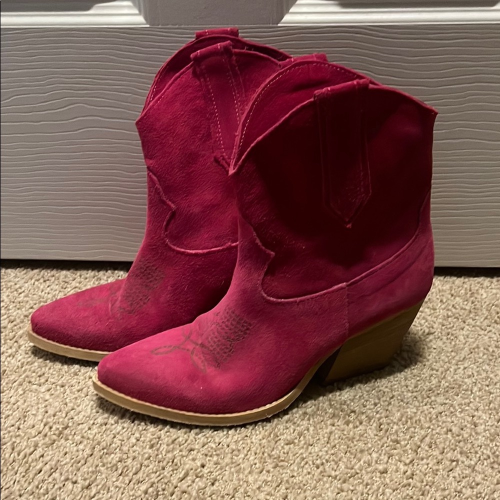 Women's Pink Western Ankle Boots
